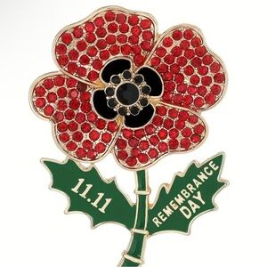 Rhinestone Remembrance Day Poppy Brooch